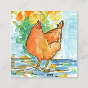 Chicken Hen Farm Fresh Eggs Square Business Card by CountryGarden at Zazzle