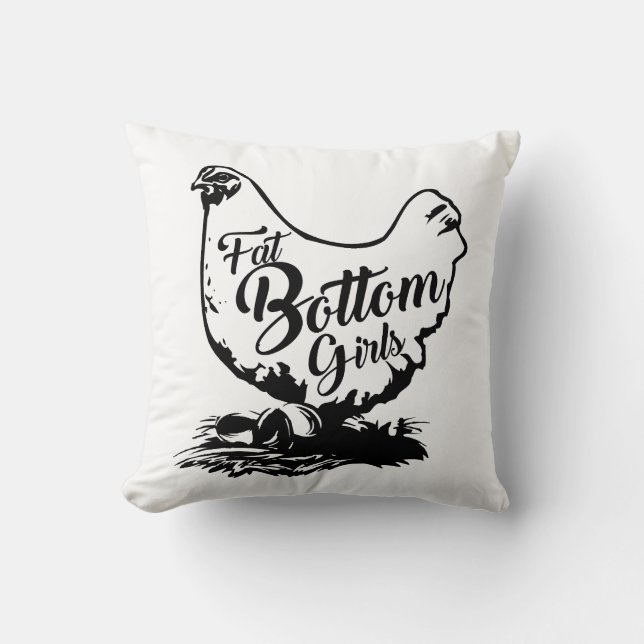 Chicken Hen Fat Bottom Egg Throw Pillow (Front)