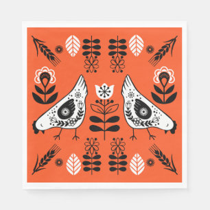 Chicken Hen Folk Art Napkins