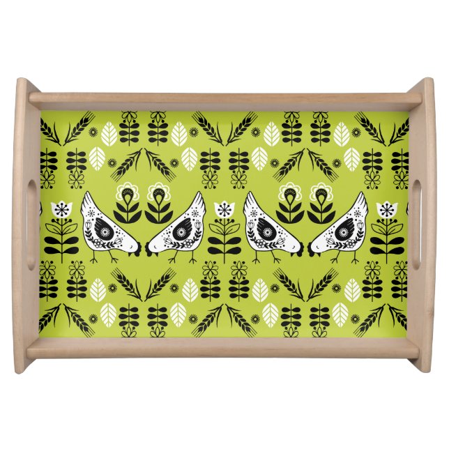 Chicken Hen Folk Art Serving Tray (Front)