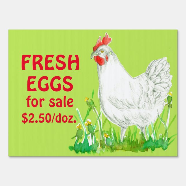 Chicken Hen Fresh Eggs For Sale Green Sign (Front)