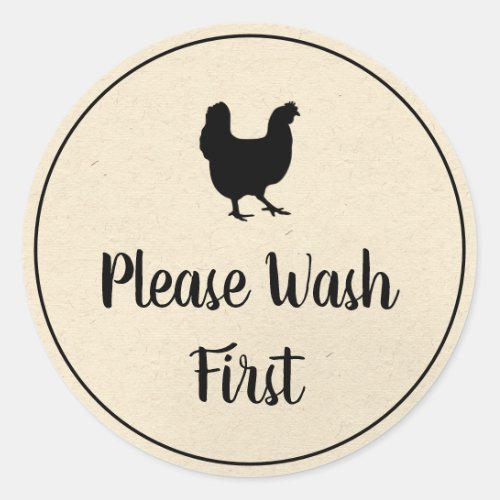 Chicken Hen Fresh Farm Eggs Carton Wash First Classic Round Sticker