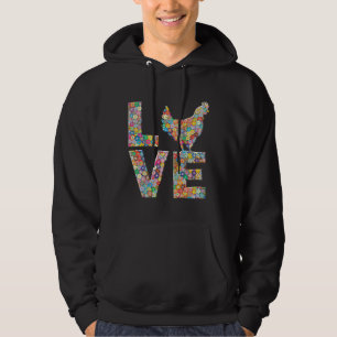 Chicken Hen Love Flowers Chicken Egg Hoodie