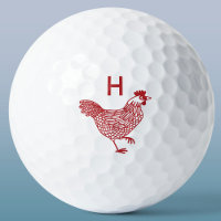 Chicken Hen Monogram Initial Golf Balls