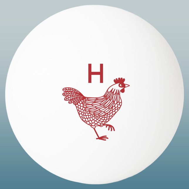 Chicken Hen Monogram Initial Ping Pong Ball (Fun personalized chicken hen monogram initial ping pong ball)