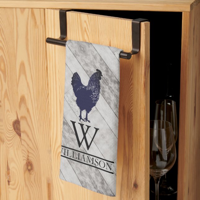 Chicken Hen Monogrammed Country Farm Kitchen Towel (Thirds Fold)