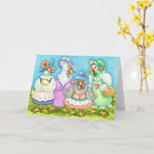 CHICKEN HEN PARTY, COUNTRY FEATHERED FRIENDS Blank Card