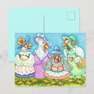 CHICKEN HEN PARTY, COUNTRY FEATHERED FRIENDS Funny Postcard