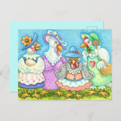CHICKEN HEN PARTY COUNTRY FEATHERED FRIENDS Funny Postcard
