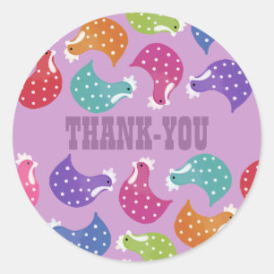 Chicken Hen Pattern Thank You Sticker Label