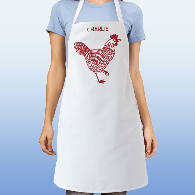 Chicken Hen Personalized Apron (Chicken hen personalized name apron)