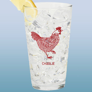 Chicken Hen Personalized Glass