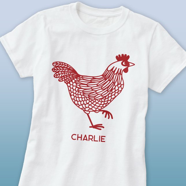 Chicken Hen Personalized T-Shirt (Fun chicken hen personalized custom name t-shirt)