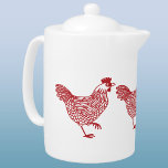 Chicken Hen Teapot<br><div class="desc">A red hen for poultry lovers.  Original art by Nic Squirrell.</div>