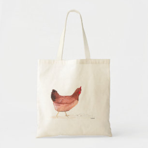 Chicken hen watercolor farm animals bird vintage tote bag