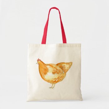 Chicken Hen Watercolor Tote Bag by CountryGarden at Zazzle