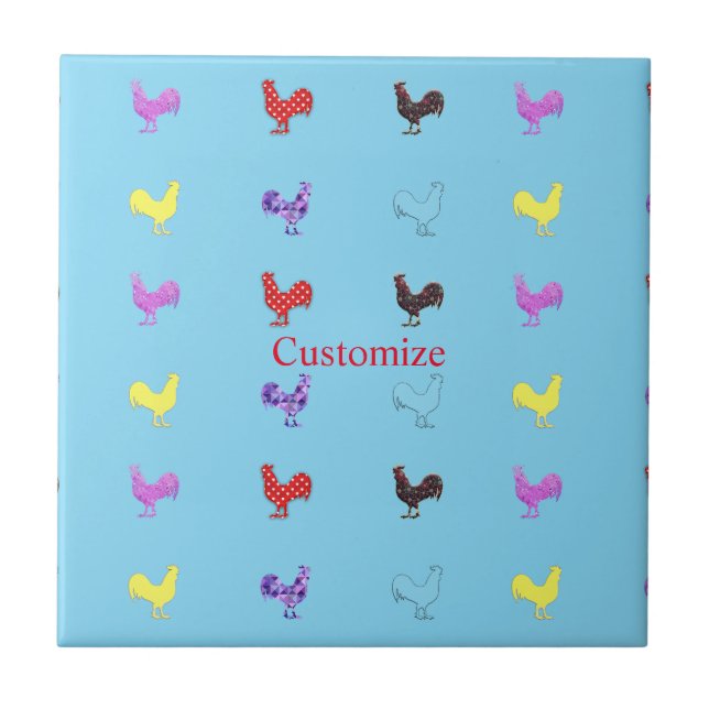 Chicken Hens  Thunder_Cove Ceramic Tile (Front)