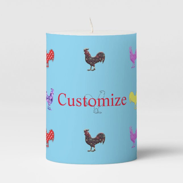 Chicken Hens  Thunder_Cove  Pillar Candle (Front)
