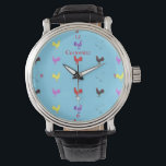 Chicken Hens  Thunder_Cove Watch<br><div class="desc">Multicolored chicken hens to personalize by changing to your name on  any background color</div>