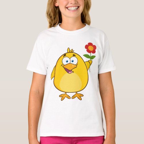 Chicken Holding A Flower Girls T_Shirt