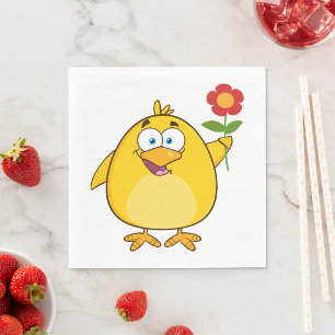Chicken Holding A Flower Paper Napkins