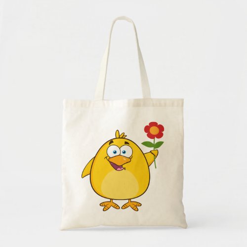 Chicken Holding A Flower Tote Bag