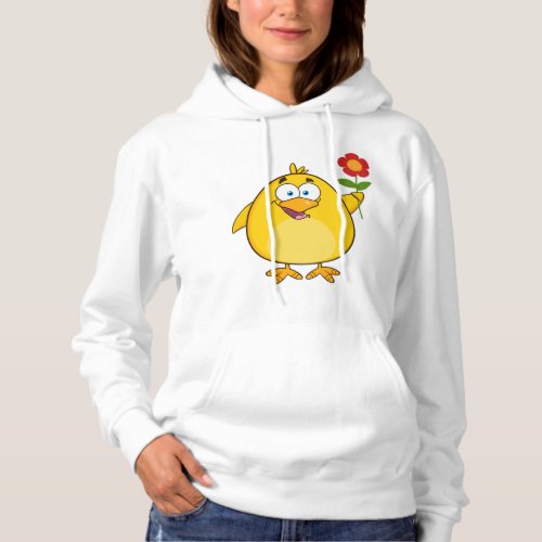 Chicken Holding A Flower Womens Hoodie