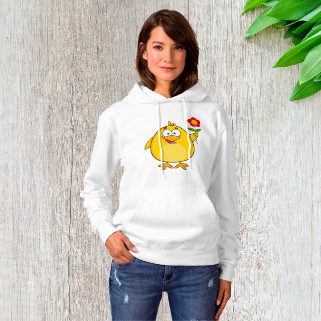 Chicken Holding A Flower Womens Hoodie (Creator Uploaded)