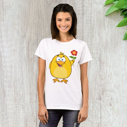 Chicken Holding A Flower Womens T_Shirt