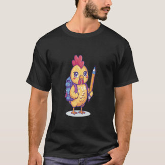 Chicken Holding Pencil Back To School Farm Animal T-Shirt
