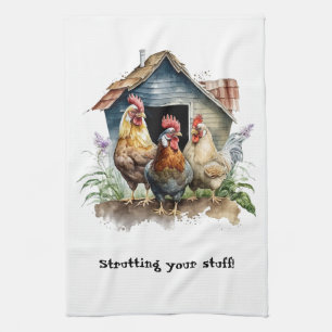Chicken House Hen and Roosters Kitchen Towel