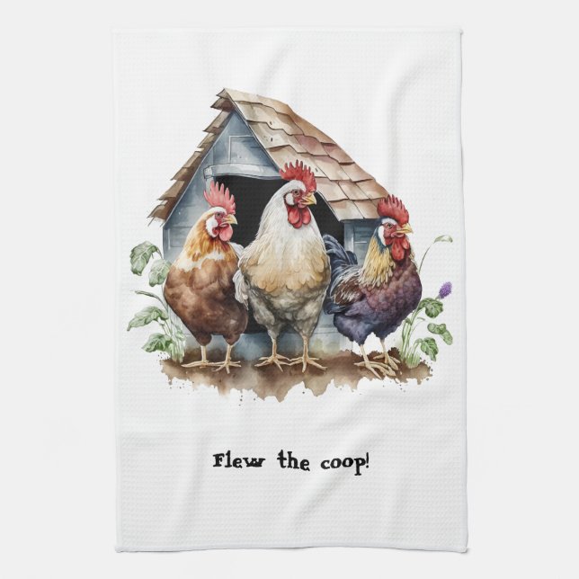 Chicken House Hens and Rooster Kitchen Towel (Vertical)