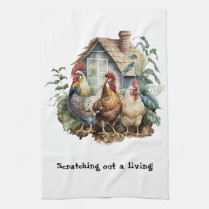 Chicken House Roosters Kitchen Towel