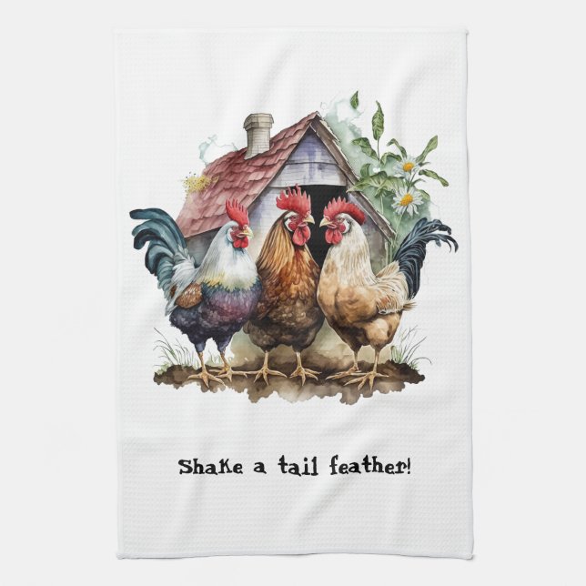 Chicken House Roosters  Kitchen Towel (Vertical)