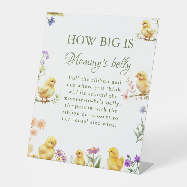 Chicken  How Big is mommy's belly Baby Shower Game Pedestal Sign (Front)