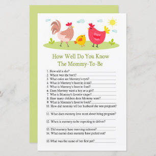 Chicken How well do you know baby shower game