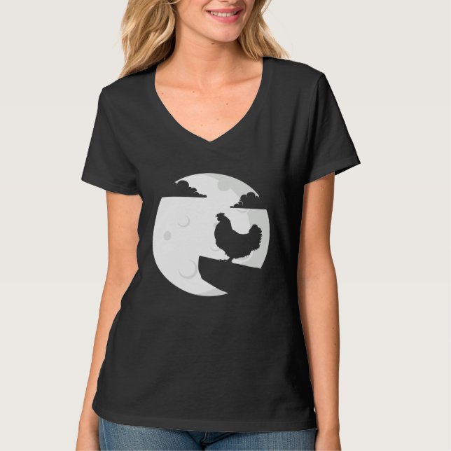 Chicken Howling Moon  Animal Silhouette Women Boys T-Shirt (Front)