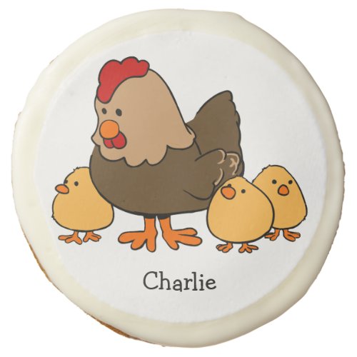 Chicken illustration custom name cookies