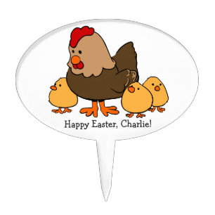 Chicken illustration custom text cake topper