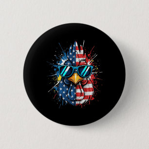Chicken I'm The Patriot Rooster In Cool Shades  Button