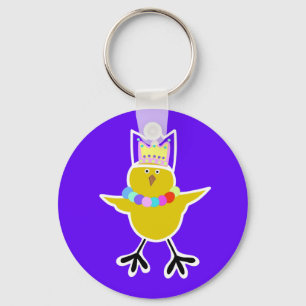 Chicken in a crown with beads   keychain