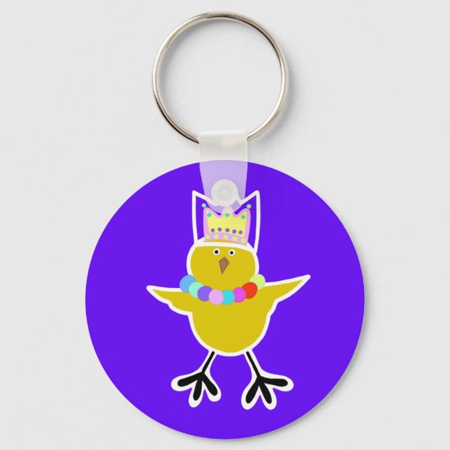 Chicken in a crown with beads   keychain (Front)