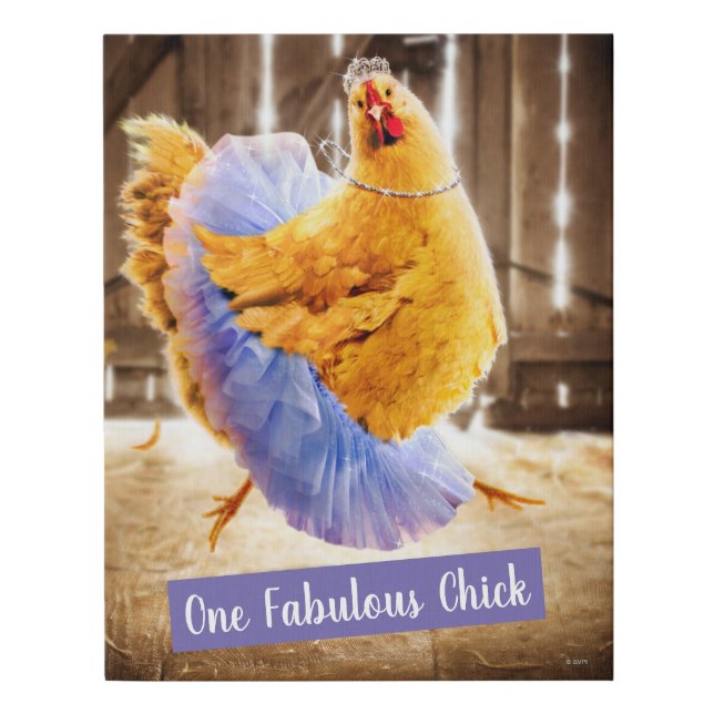 Chicken in a Tutu Faux Canvas Print (Front)