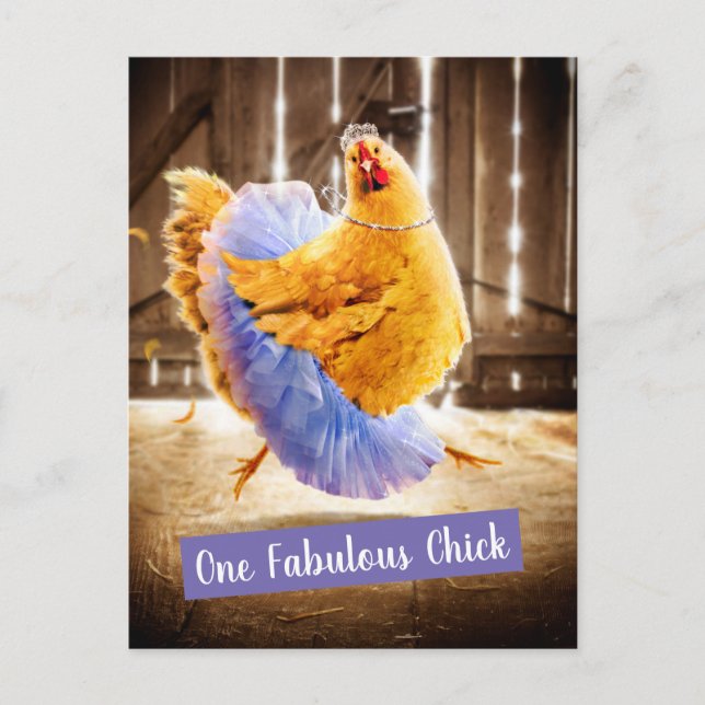 Chicken in a Tutu Invitation Postcard (Front)