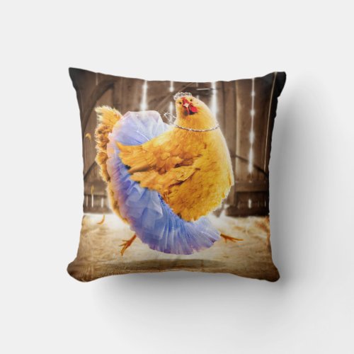 Chicken in a Tutu Throw Pillow