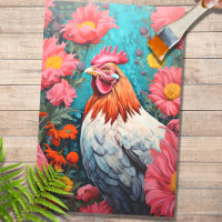 Chicken in Flowers 2 Decoupage Paper