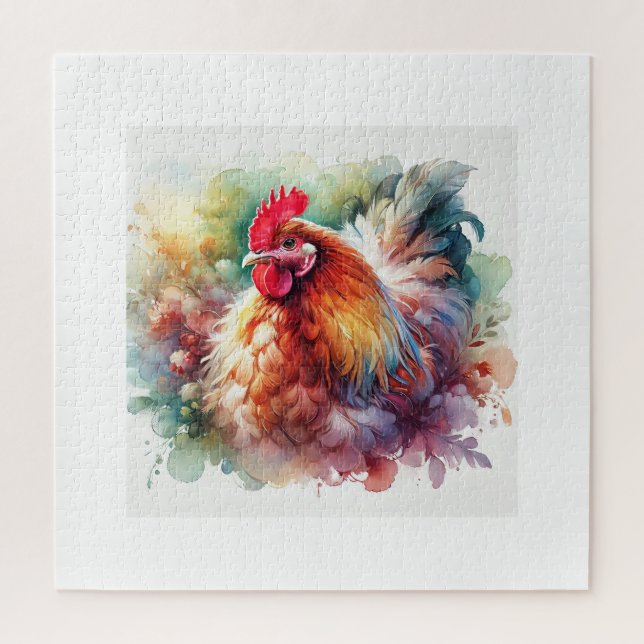 Chicken in Light 200824AREF146 - Watercolor Jigsaw Puzzle (Vertical)