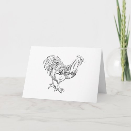 Chicken in Pen  Ink Card