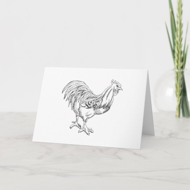 Chicken in Pen & Ink Card (Front)