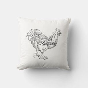 Chicken in Pen & Ink Throw Pillow